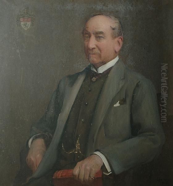 Portrait Half Length Of A Gentleman Seated, Holding A Book Oil Painting by Laurence Koe