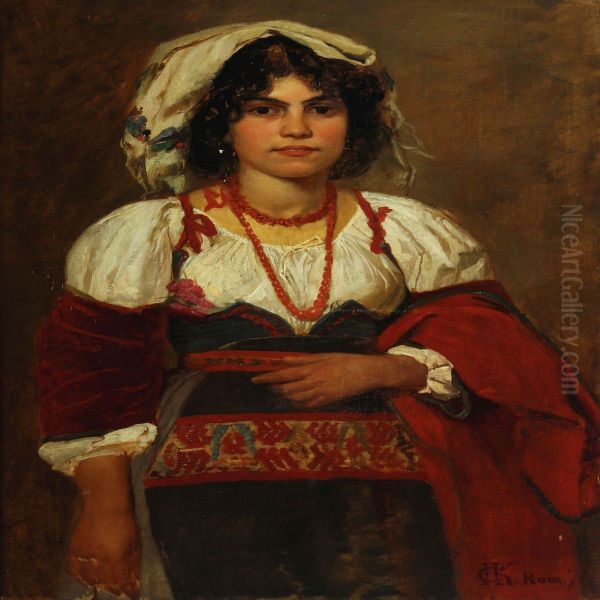 A Young Italian Woman Oil Painting by Hans Christian Koefoed