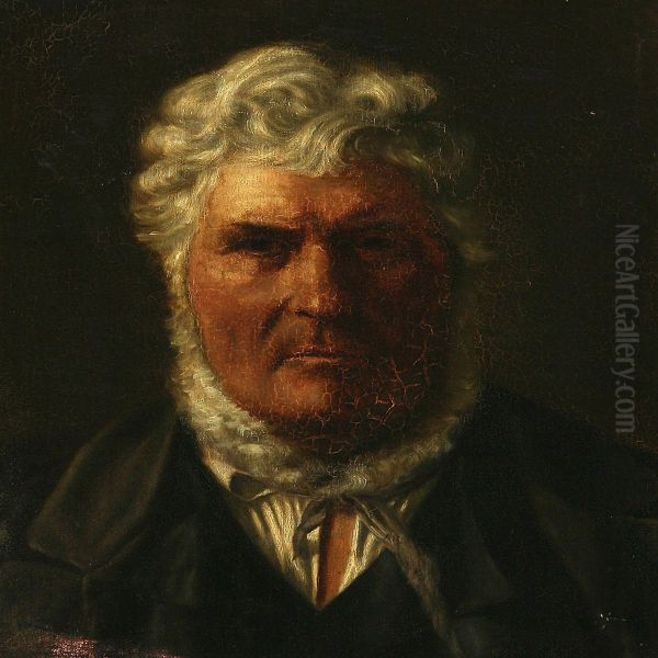 Man Withwhite Hair And Beard Oil Painting by Hans Christian Koefoed