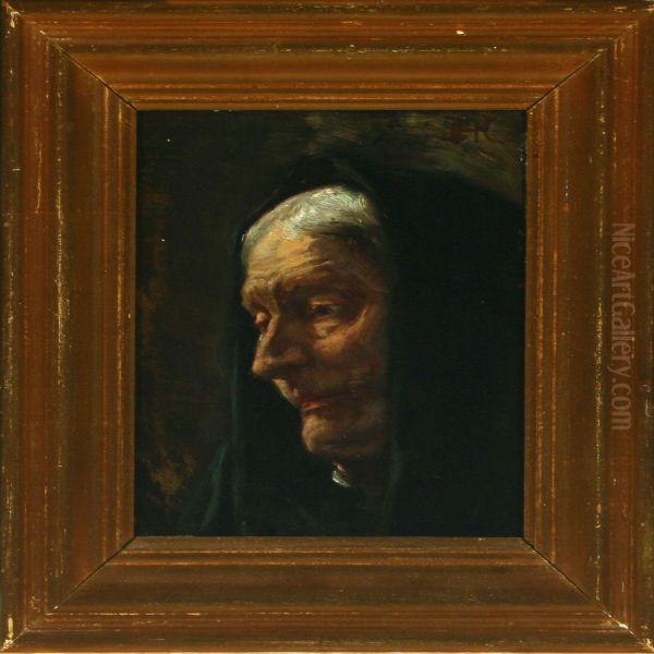 Portrait Of Awoman Seated Face-to-left Oil Painting by Hans Christian Koefoed