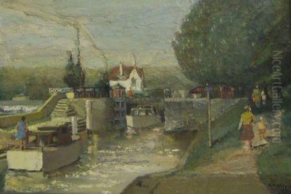 Goring Lock Oil Painting by Robert Koehler