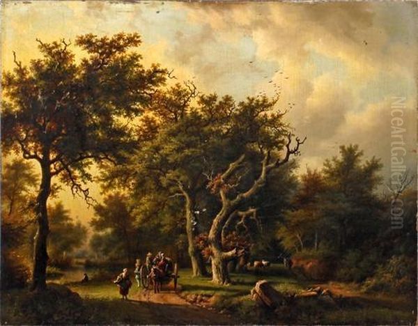 The Woodland Road In Autumn Oil Painting by Barend Cornelis Koekkoek