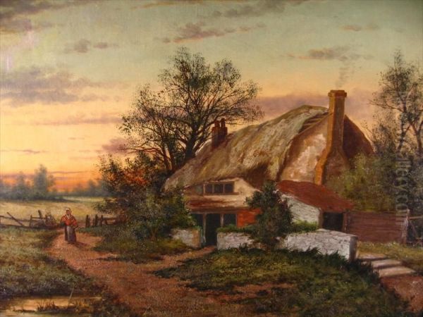 A Cottage Near Dover Oil Painting by Hendrik Barend Koekkoek