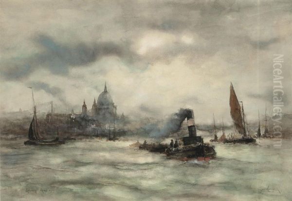 Shipping In The Pool Of London Oil Painting by Hermanus Jr. Koekkoek