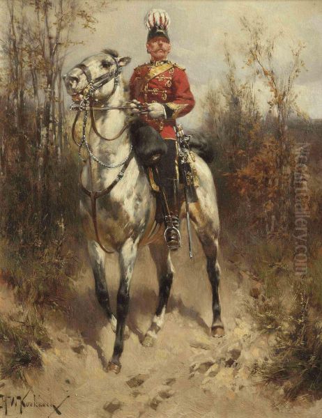 A British Hussar General On Horseback Oil Painting by Hermanus Willem Koekkoek