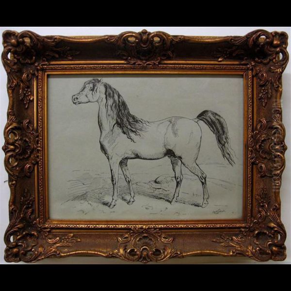 Horse Studies Oil Painting by Hermanus Willem Koekkoek