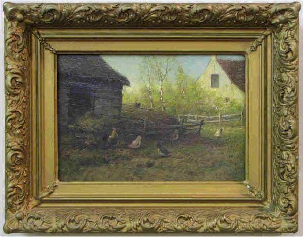 Chickens In The Barnyard Oil Painting by Marinus Adrianus Ii Koekkoek