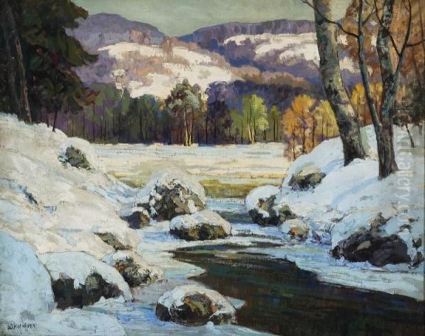 A 
Winter Afternoon Oil Painting by Walter Koeniger