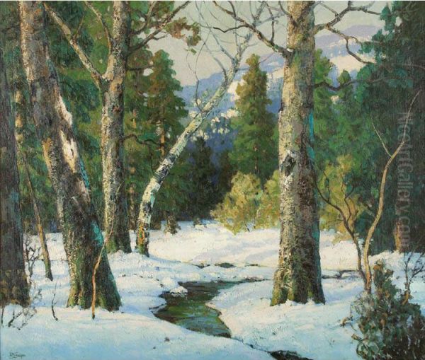 Winter Landscape Oil Painting by Walter Koeniger