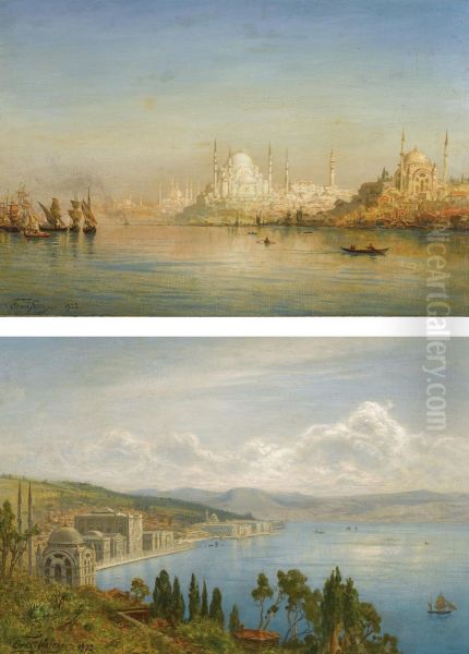 Views Of The Bosphorus Oil Painting by Ernst Carl Eugen Koerner