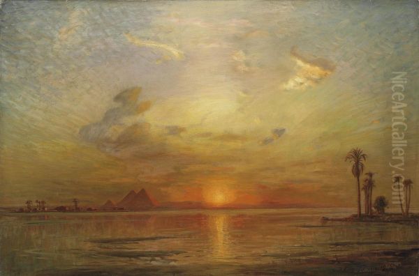 Les Pyramides De Gizeh Oil Painting by Ernst Carl Eugen Koerner