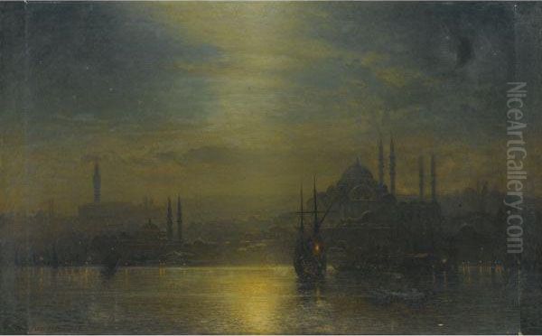 The Golden Horn - A Nocturne Oil Painting by Ernst Carl Eugen Koerner