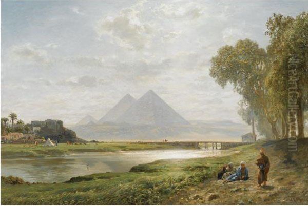 Die Pyramiden Von Gizeh (the Pyramids At Gizeh, Morning) Oil Painting by Ernst Carl Eugen Koerner