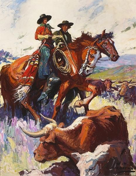 Stampede #2 Oil Painting by William Henry Dethlef Koerner