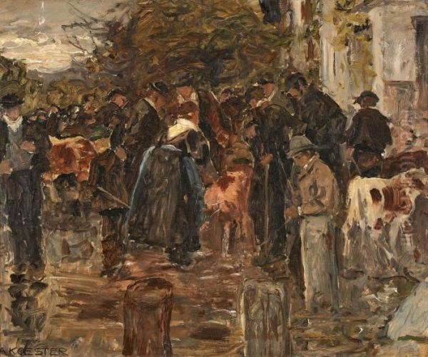 Tiroler Viehmarkt Oil Painting by Alexander Max Koester