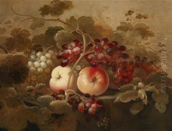 A Still Life Of Fruit With Grapes Oil Painting by Roloef Koets