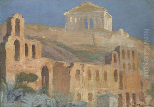 The Acropolis Oil Painting by Lykourgos Lic Kogevinas /