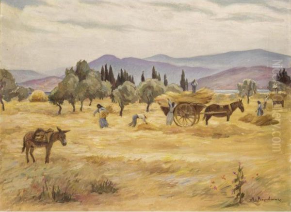 The Harvesters Oil Painting by Lykourgos Lic Kogevinas /