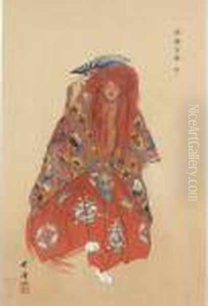 Noh Dancer Oil Painting by Tsukioka Kogyo