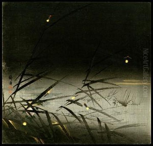 Fireflies Oil Painting by Tsukioka Kogyo