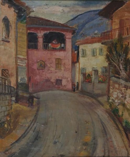 Eingang Zum Dorf Ponte Capriasca Oil Painting by Albert Stefan Kohler