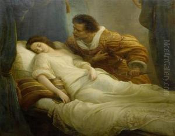 Othello With His Sleeping Wife Oil Painting by Christian Kohler