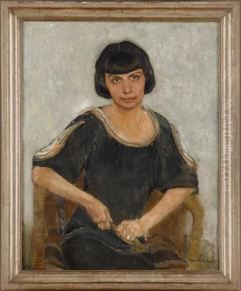 Portrait Helene Klees. Oil Painting by Hans Kohlschein