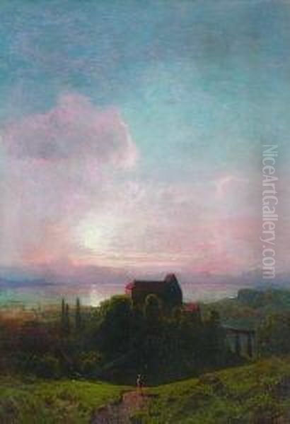 Blick Auf Schlos
 Starnberg Oil Painting by Julius Kohnholz