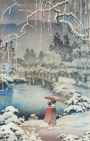 Murayama Park In The Snow. Oil Painting by Tsuchiya Koitsu