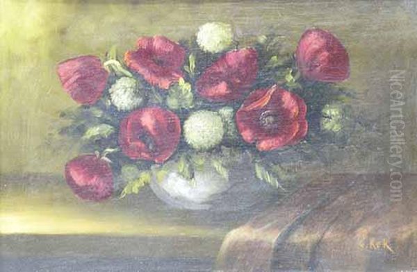 Still Life, Flowers In A Bowl Oil Painting by W. Kok