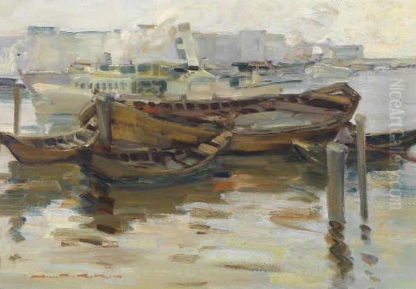 Linz Harbour Oil Painting by Demeter Koko