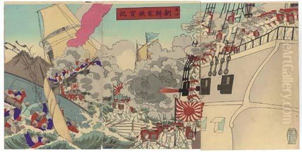 Telegraph Dispatch From Korea Oil Painting by Utagawa Kokunimasa