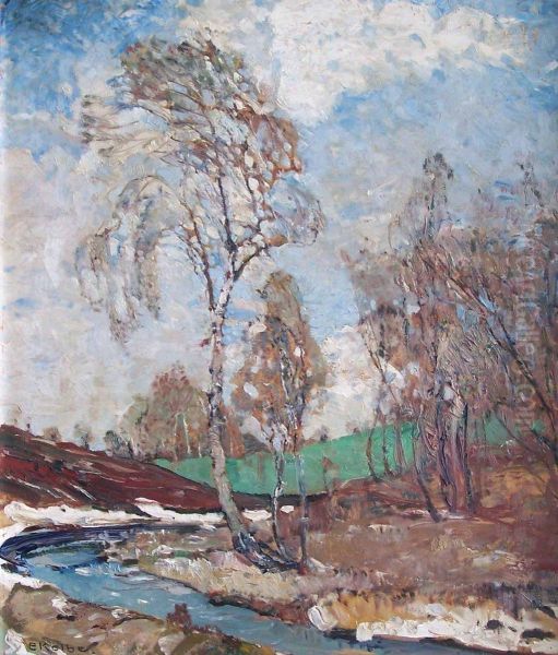 Fluslandschaft Im Vorfruhling Oil Painting by Ernst Kolbe