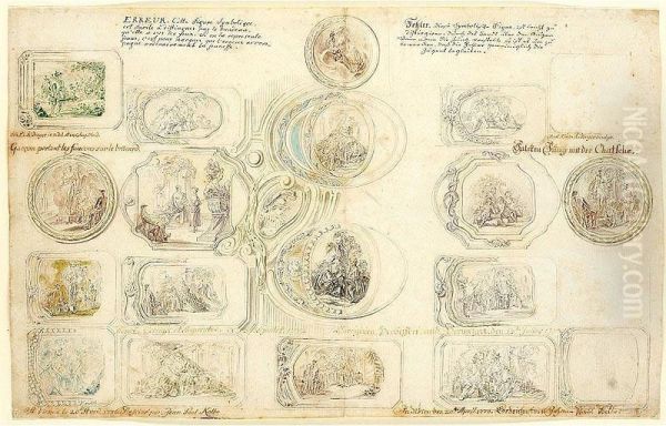 A Sheet Of Small Compositions Possibly Recording A Collection Of Snuff Boxes Oil Painting by Jean Paul Kolbe