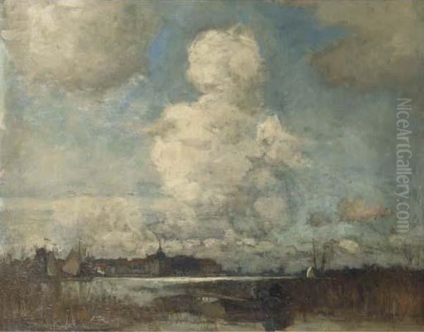 Vue De Dordrecht Sur La Meuse Oil Painting by Bernard Marie Koldeweij