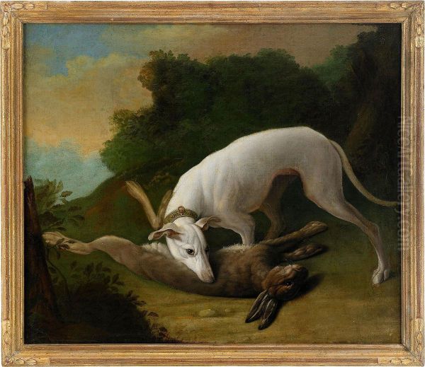 Hunting Dog With Game Oil Painting by Ivan Feodorovich Kolesnikov