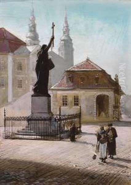 Fulda. Alte Wache Und Bonifatiusdenkmal Von Werner Henschel Oil Painting by Louis Kolitz