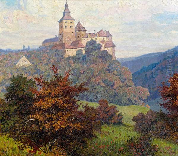 Burg Schlaining Oil Painting by Albert Kollmann