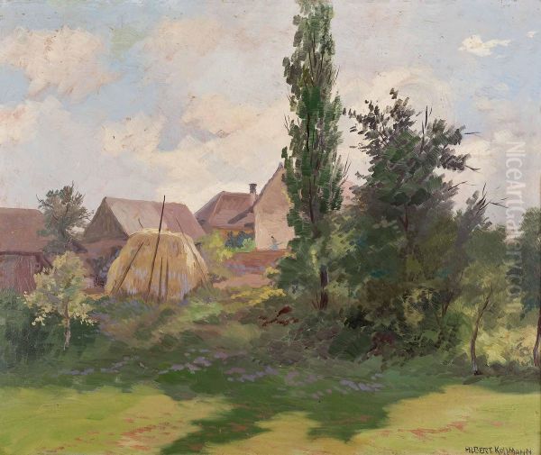 Hofe Bei Jennersdorf Oil Painting by Albert Kollmann