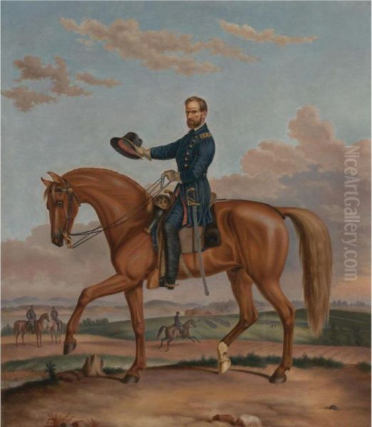 Portrait Of General William T. Sherman On His Horse Oil Painting by Augustus Kollner