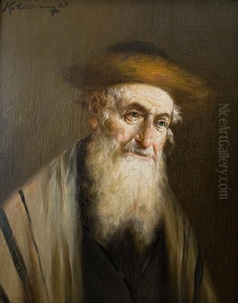 Rabbi Oil Painting by Lajlos Koloszvary