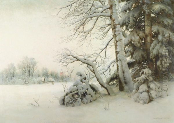 A Winter Morning Oil Painting by Gavril Kondratenko