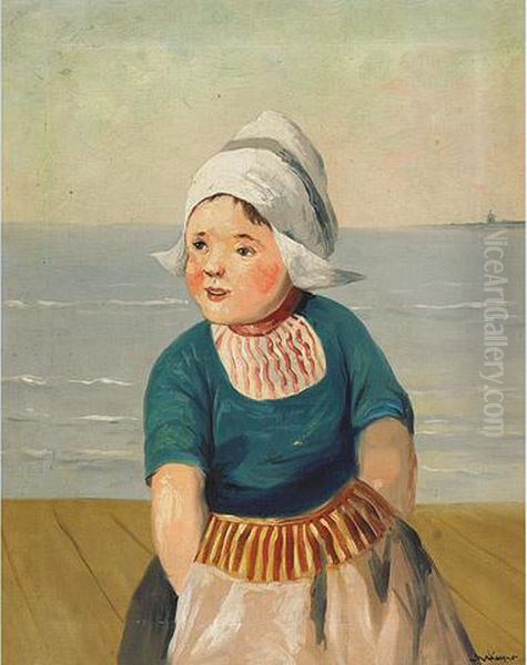 Little Girl On The Beach Oil Painting by Anders Kongsrud