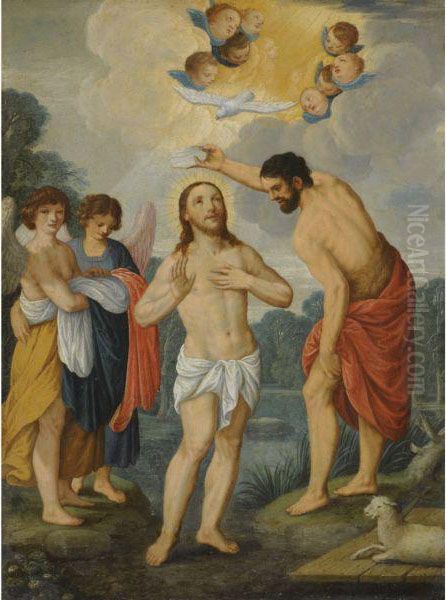 The Baptism Of Christ Oil Painting by Johann Konig