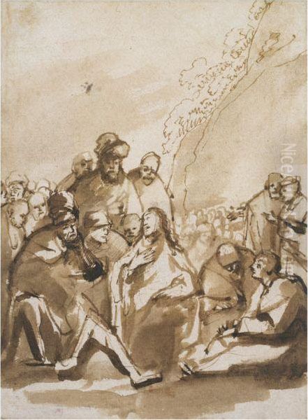 Christ Preaching In The Wilderness Oil Painting by Philips Koninck