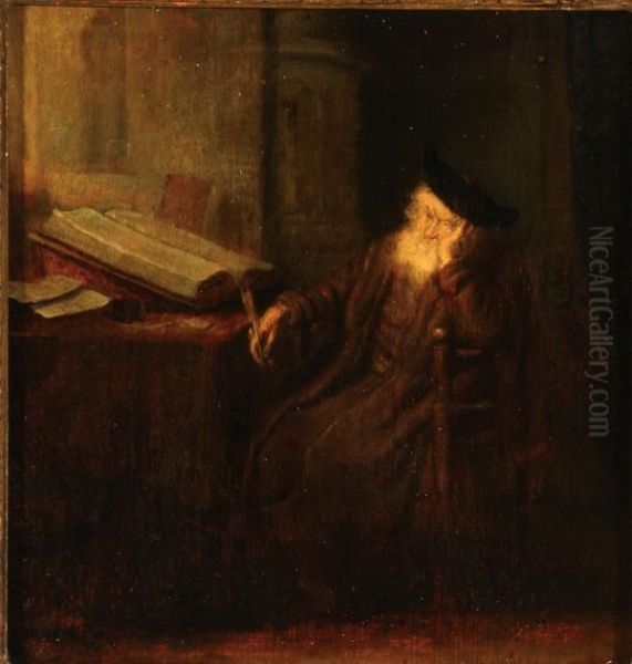 A Philosopher In His Study Oil Painting by Salomon Koninck