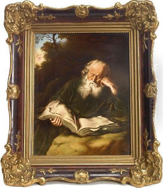 A Rosenthal Porcelain Plaque: The Hermit Oil Painting by Salomon Koninck