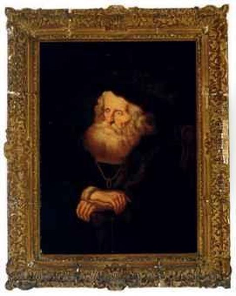 A Pensive Old Scholar Oil Painting by Salomon Koninck