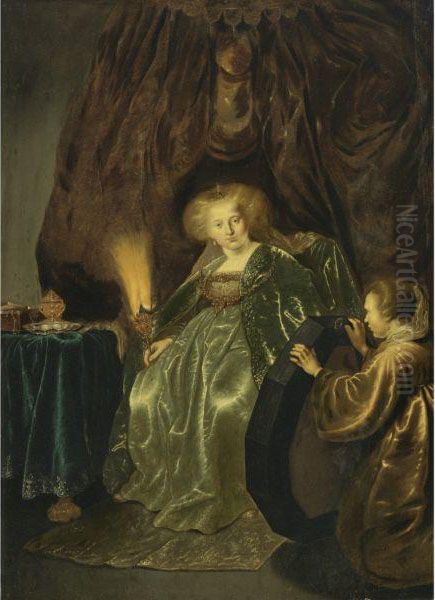 Esther Preparing To Meet Ahasuerus Oil Painting by Salomon Koninck