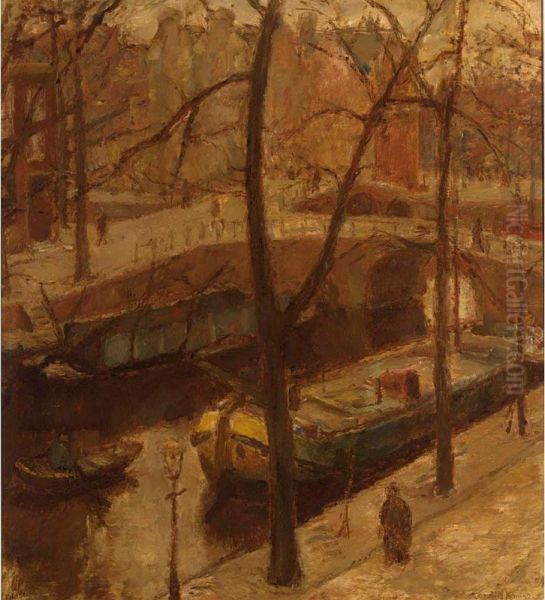 A View Of The Brouwersgracht Oil Painting by Cornelis Koning